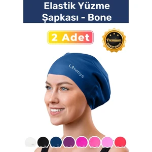 Premium Seri Su Geçirmez Silikon Yüzücü Havuz Deniz Bonesi Elastik Yüzme Şapkası 2'li Set
