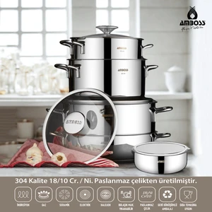 10 Parça Silver Store Paslanmaz Çelik Tencere ve Saklama Kabı