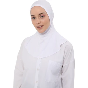 Kadın Tesettür Pratik Boyunluklu Hijab - Sporcu Bone - Beyaz