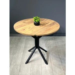 Hey Modüler Mobilya Saray Yuvarlak Mutfak Masası Yemek Masa Balkon Masa Fiskos Masa Metal Siyah Ayak 80  cm
