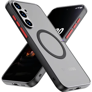 Samsung Galaxy A26 Kılıf Magsafe Mıknatıslı 3D Kamera Korumalı Kenarları Renkli Arkası Mat Şeffaf Silikon