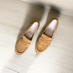 Camel Süet  Deri Kadın Loafer Ayakkabı