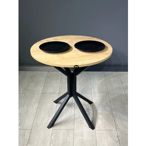 Hey Modüler Mobilya Nisa Yuvarlak Mutfak Masa Yemek Masa Balkon Masa Metal Siyah Ayaklı 70  cm