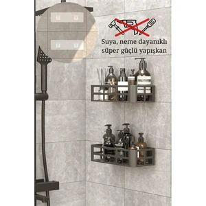 Homenıva Yapışkanlı 2’li Banyo Rafı, 2'li Banyo Düzenleyici, Duş Rafı Organizer Şampuanlık, Plastik