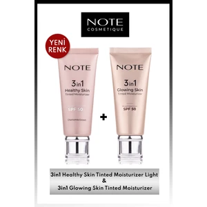 Note Cosmetics 3 in 1 Healthy Skin Light Ton Eşitleyici & 3 in 1 Glowing Skin Tinted Işıltılı 50 SPF Makyaj Seti