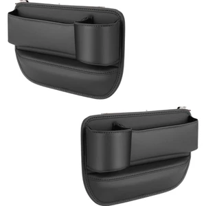 2 Adet Set Deri Araç Içi Ön Koltuk Yanı Organizer, Telefon, Cüzdan, Bardak Tutucu Düzenleyici Organizer