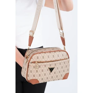 Kadın Monogram Desenli Uzun Askılı Çapraz Omuz Çantası - Kahverengi – Newpolo228