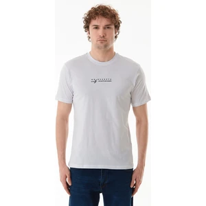 Kabartma Baskılı Bisiklet Yaka Tişört