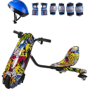 Drift Car Street Dance Elektrikli Kaykay Scooter Litium Bataryalı Drift Kart Kask Dizlik Seti Hediye