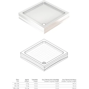 Magna Kare 80 x 80  Duş Teknesi