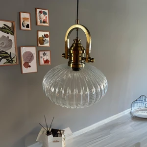 Elegant Şeffaf Cam Avize Delikli Eskitme Başlık Başlık Sarkıt Lamba Restoran Salon Aydınlatma