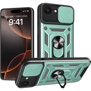 M.TK Moveteck Apple iPhone 16E Kılıf Kamera Korumalı Sürgülü Dönebilen Yüzüklü Armor Military Tank Kızaklı Kapak