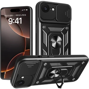 M.TK Moveteck Apple iPhone 16E Kılıf Kamera Korumalı Sürgülü Dönebilen Yüzüklü Armor Military Tank Kızaklı Kapak