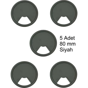 Masa Üstü Kablo Kanalı Deliği Kapağı Siyah Masa Kapağı 8 cm (5 Adet)