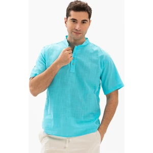 Eliş Şile Bezi Kısa Kol Şile Bezi Bodrum Erkek T-Shirt Açık Turkuaz