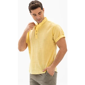 Eliş Şile Bezi Kısa Kol Şile Bezi Bodrum Erkek T-Shirt Sarı