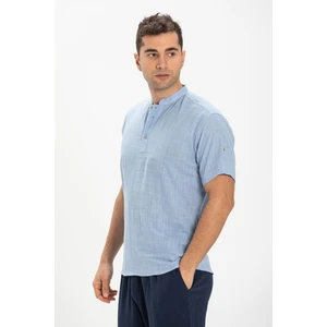 Eliş Şile Bezi Kısa Kol Şile Bezi Bodrum Erkek T-Shirt Açık Mavi 3074