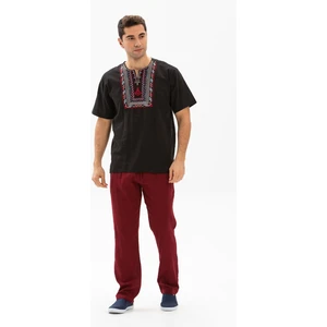 Kısa Kol Şile Bezi Bisiklet Yaka Bahriyeli Erkek Yazlık T-shirt Siyah Syh