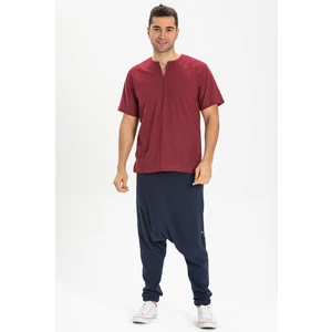 Büyük Beden Kısa Kol Şile Bezi Bisiklet Yaka Erkek Yazlık Tshirt Koyu Bordo 3068