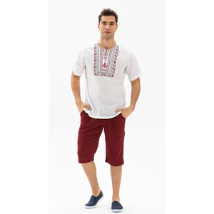 Kısa Kol Şile Bezi Bisiklet Yaka Bahriyeli Erkek Yazlık T-shirt Beyaz Byz