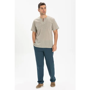 Büyük Beden Kısa Kol Şile Bezi Bisiklet Yaka Erkek Yazlık Tshirt Taş 3031