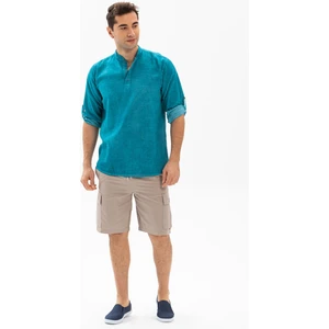 Eliş Şile Bezi Uzun Kol Şile Bezi Bodrum Erkek T-Shirt Turkuaz
