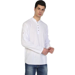 Eliş Şile Bezi Uzun Kol Şile Bezi Bodrum Erkek T-Shirt Beyaz