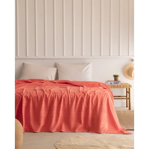 Mathilda King Size %100 Pamuk Karde Düz Pike - Mercan