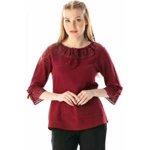 Zehra Şile Bezi Yazlık Bluz Bordo Brd