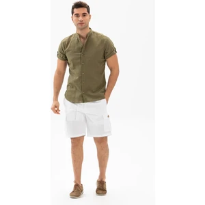 Gabardin Lastikli Erkek Şort Beyaz Byz
