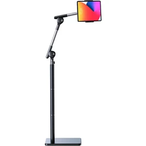 Ayaklı 360 Derece Ayarlanabilir Teleskopik Metal Telefon - Tablet Tutucu Stand 140 cm (Gri)