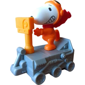 Vintage Snoopy Mars Aracında Orijinal Figür Oyuncak & 8 cm