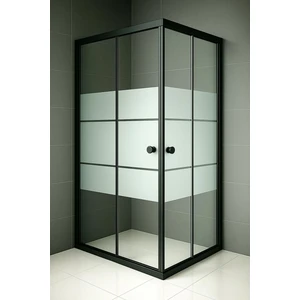 Duşakabin Kare Siyah Kumlama Box Desen Cam 90x90 cm