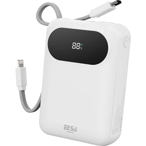 Rock Y11 Mini 20000 Mah Taşınabilir Şarj Cihazı Pd 22.5W Dijital Ekran Powerbank Beyaz