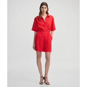 Elastik Bel Keten Şort IS1250013048034