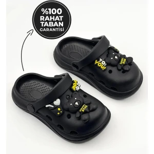 Çocuk Emojili Cross Terlik Bahçe Terliği Plaj Sahil Banyo Terliği 26-27-28-29-30-31-32-33-34-35 Numara