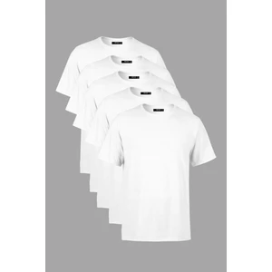 Erkek Çok Renkli T- Shirt Regular Fit Rahat Kesim Bisiklet Yaka 5'li Basic Tişört Paketi