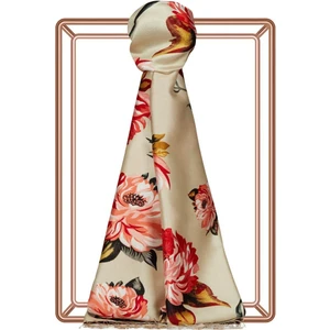 Ipekevi Camellia Desenli Ipek Şal 07801-VIZON