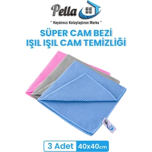 Süper Cam Bezi – 3’lü Set 40X40 Iz Bırakmayan Formül, Mükemmel Temizlik!