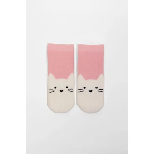 Katia & Bony  Kedi Desenli Bebek Soket Çorap Pembe