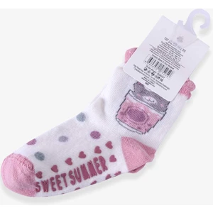 Kız Çocuk Soket Çorap Abs Li Kedili 1-2-5-6 Yaş, Gülkurusu