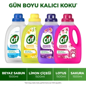 Zemin Temizleyici 1500 ml Beyaz Sabun X1 + Limon Çiçeği X1 + Lotus X1 + Sakura X1