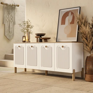1740 Napoli 180 cm (Membran Mdf Kapaklı) Bohem Konsol Sepet - Beyaz