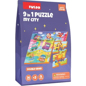 36 Parça 9in1 Çift Taraflı Puzzle - My City