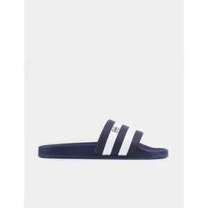 Beyaz Şerit Çizgili Lacivert Erkek Plaj Terlik