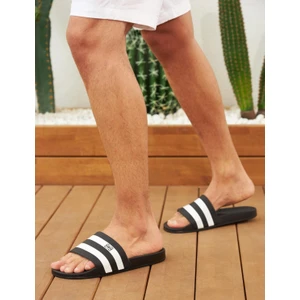 Unisex Twostrip Şerit Çizğili Lux Deniz-Plaj Terlik Cbn-02 Siyah