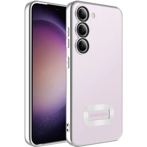 Samsung Galaxy S23 Plus Kılıf Logo Yeri Açık Kamera Lens Korumalı Renkli Kenarlı Şeffaf Silikon Gümüş