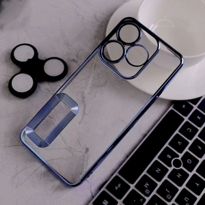 Tecno Spark 10 Kılıf Logo Yeri Açık Kamera Lens Korumalı Renkli Kenarlı Şeffaf Silikon