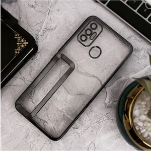 Tecno Spark 7t Kılıf Logo Yeri Açık Kamera Lens Korumalı Renkli Kenarlı Şeffaf Silikon