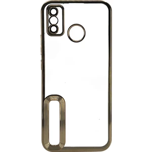 Tecno Spark 6 Go Kılıf Logo Yeri Açık Kamera Lens Korumalı Renkli Kenarlı Şeffaf Silikon